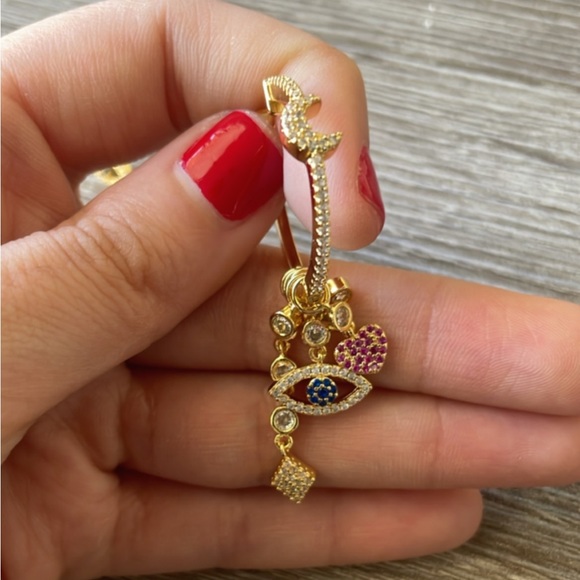 Bohemian evil eye hoop and stud earrings A150 - Picture 4 of 5